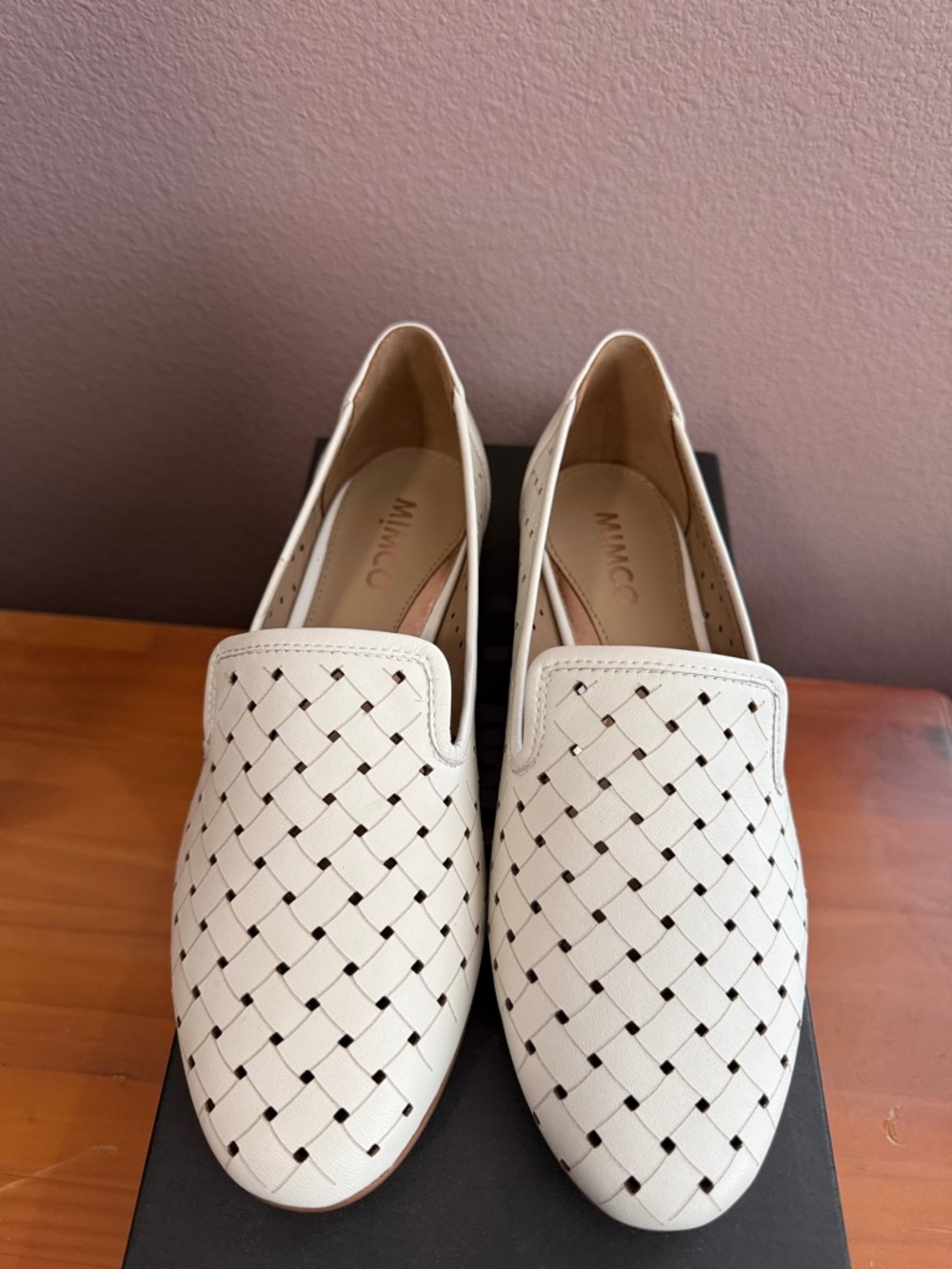 Brand new Mimco Woven Leather Slip-On Loafers in Cream/white color. Very comfy.